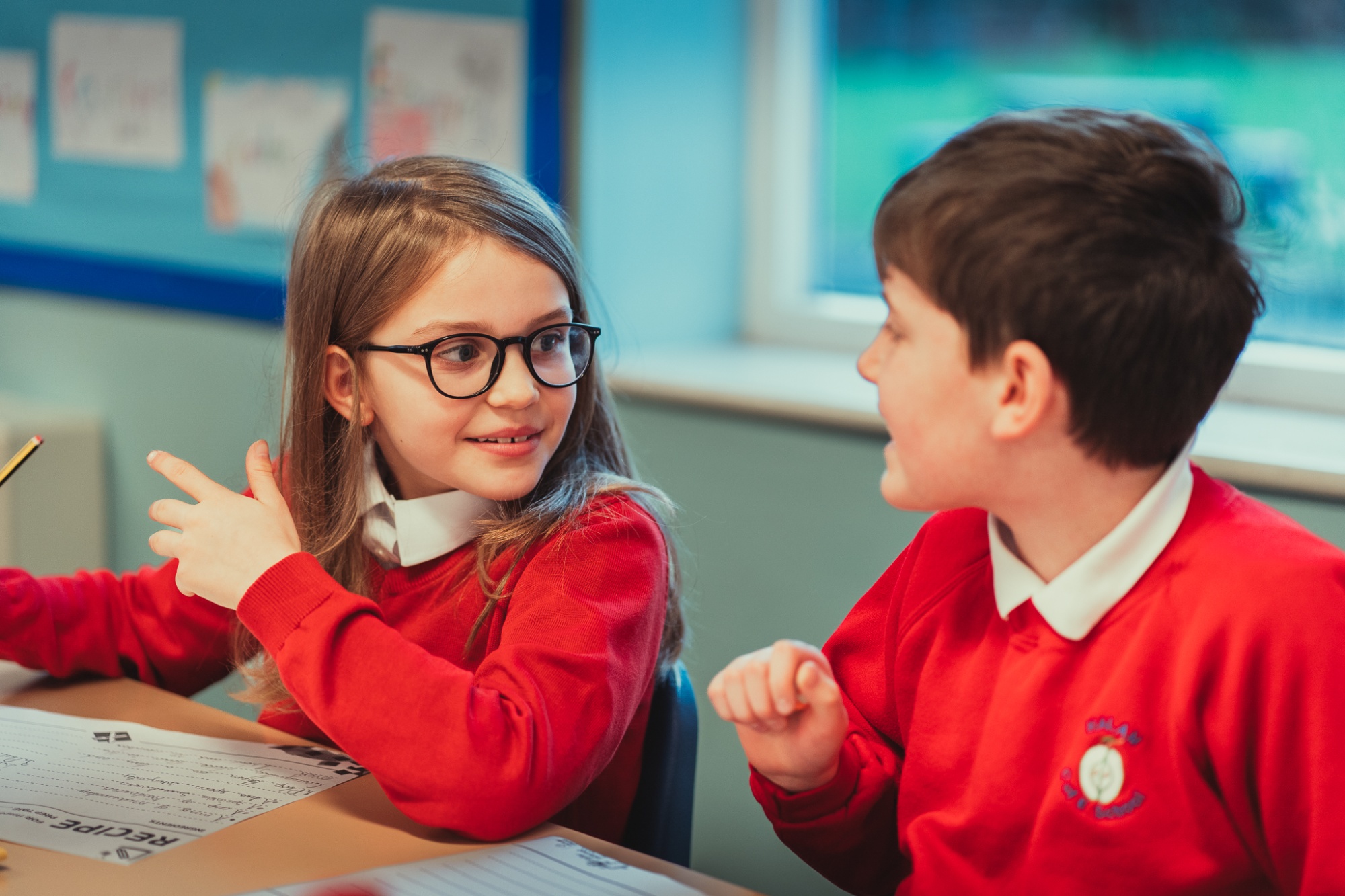 two students working together
